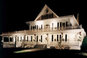 Residential home decorated for Christmas with cheerful lights near Albertville, MN.